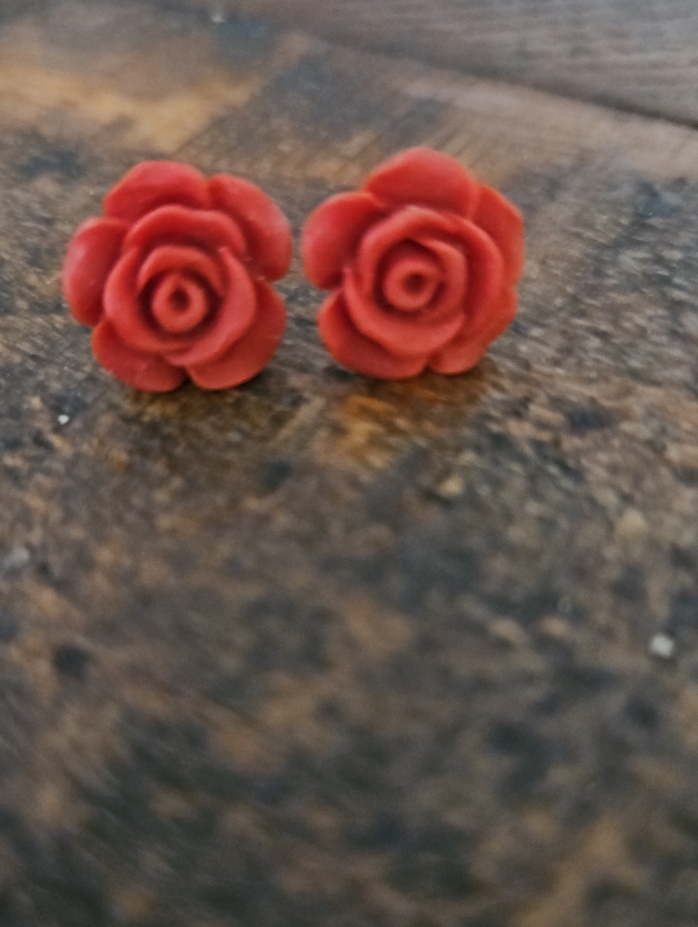 Red Rose Stud Earrings - Women's Floral Accessories